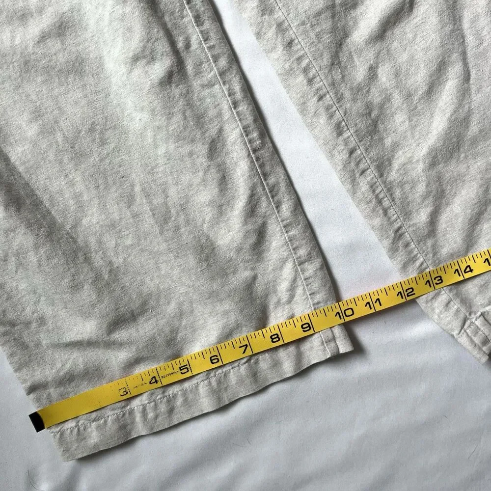 Liz Claiborne Linen /Cotton Pants Women Size XL Beige Drawstring Pockets Coastal